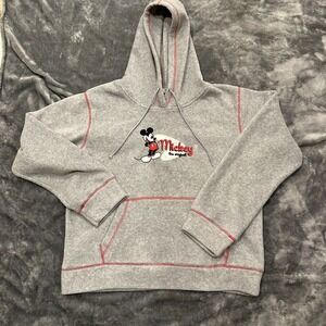 Mickey Mouse Hoodie Unisex XL Gray Fleece Pullover Sweatshirt‎ Sweater Disney